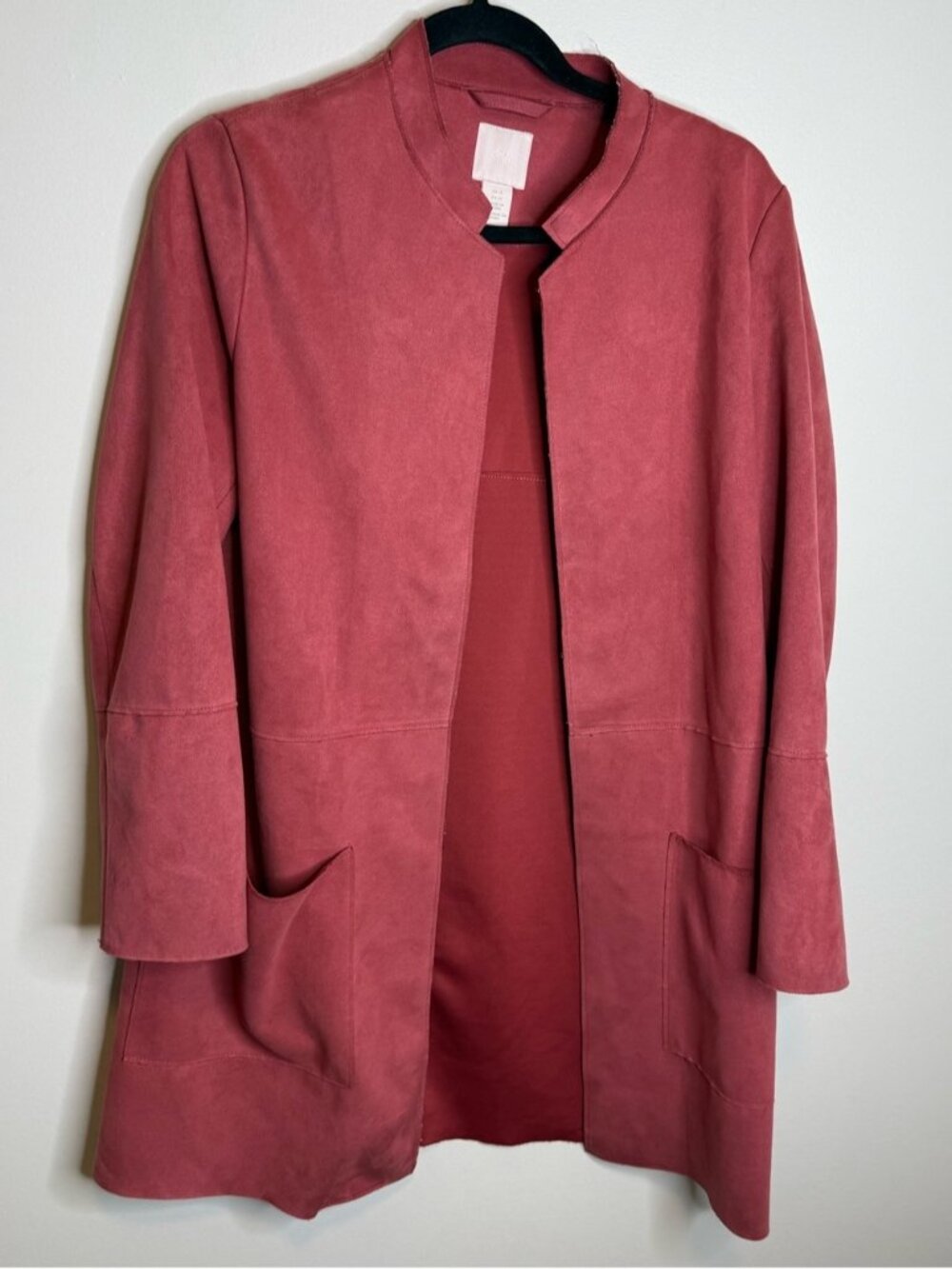 H&M Open-Front Dusty Rose Trench Coat suede size 12